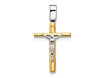Picture of 14K Yellow Gold and 14K White Gold Polished Crucifix Cross Pendant