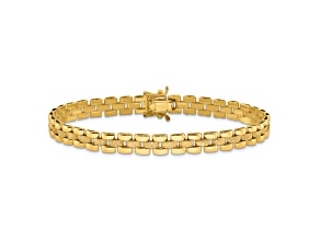 14K Two-tone Gold Polished and Textured 6.2mm Fancy Link Bracelet