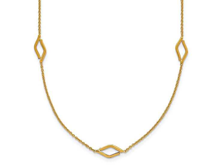 14K Yellow Gold Polished Diamond-shaped Station with 2-inch Extension Necklace