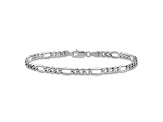 Rhodium Over 14k White Gold 4.4mm Figaro Link Bracelet, 7 Inches