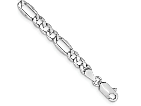 Rhodium Over 14k White Gold 4.4mm Figaro Link Bracelet, 7 Inches