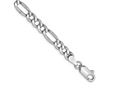 Rhodium Over 14k White Gold 4.4mm Figaro Link Bracelet, 7 Inches