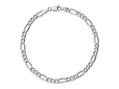 Rhodium Over 14k White Gold 4.4mm Figaro Link Bracelet, 7 Inches