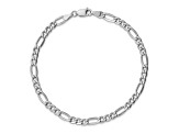 Rhodium Over 14k White Gold 4.4mm Figaro Link Bracelet, 7 Inches