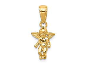 14k Yellow Gold 3D Small Guardian Angel Pendant