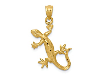 Picture of 14k Yellow Gold Textured and Diamond-Cut Lizard Pendant