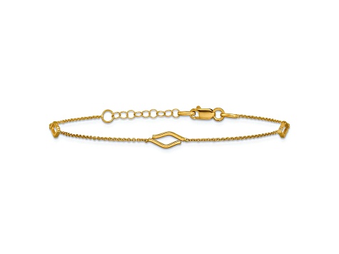 14K Yellow Gold Polished Diamond-shaped Station with 1-inch Extension Bracelet