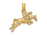 14K Yellow Gold Jockey on Jumping Horse Charm