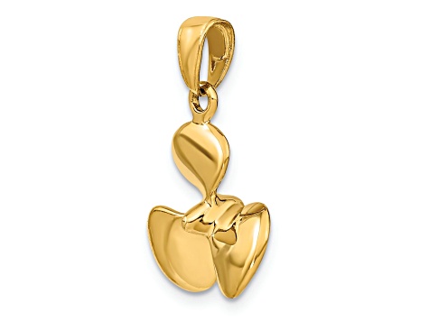 14k Yellow Gold 3D Polished Propeller Pendant