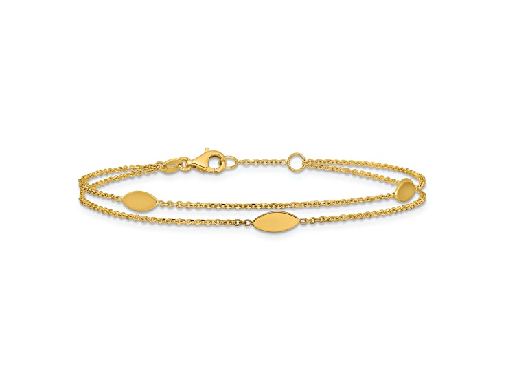 14k Yellow Gold Polished Fancy 2-Strand Navette Bracelet