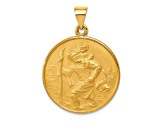 18k Yellow Gold Satin Saint Christopher Medal Pendant