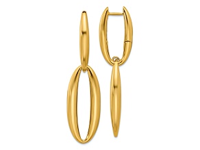 14K Yellow Gold Oval Dangle Hinged Hoop Earrings