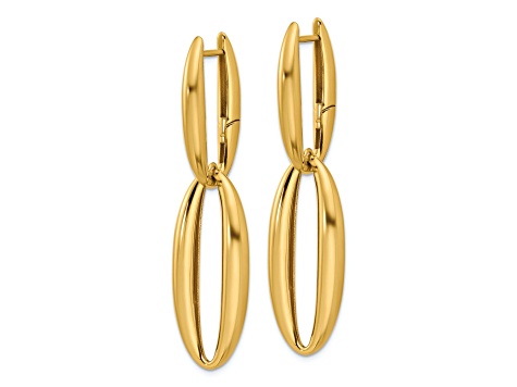 14K Yellow Gold Oval Dangle Hinged Hoop Earrings