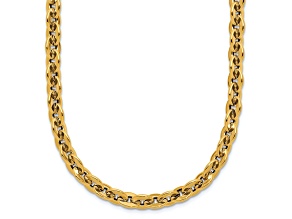 14K Yellow Gold Polished Fancy Round Link Necklace