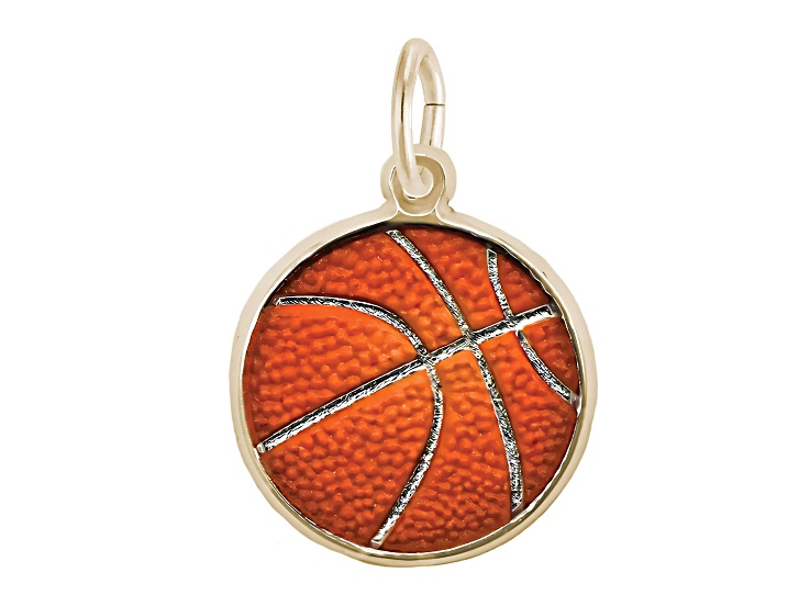 10K Yellow Gold Basketball - Painted Measures Approx 17.56mm x 17.56mm