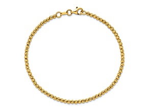 14k Yellow Gold Diamond-Cut 2.5mm Beaded Bracelet