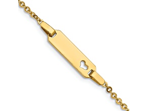14k Yellow Gold Children's Heart ID Bracelet