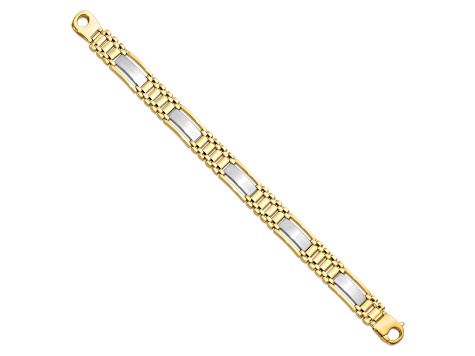 14K Two-tone Gold Polished and Satin 12.5mm Men's Bracelet 14K Two-tone Gold Polished and Satin 12.5mm Men's Bracelet