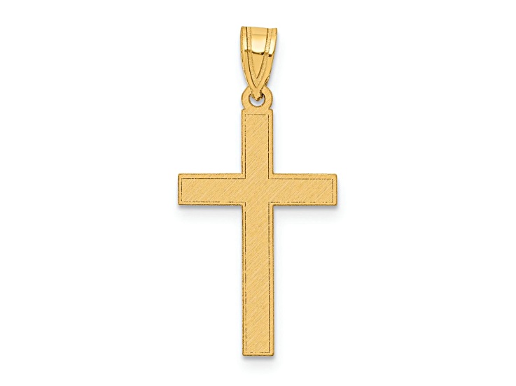 14k Yellow Gold Florentine Satin Cross Pendant