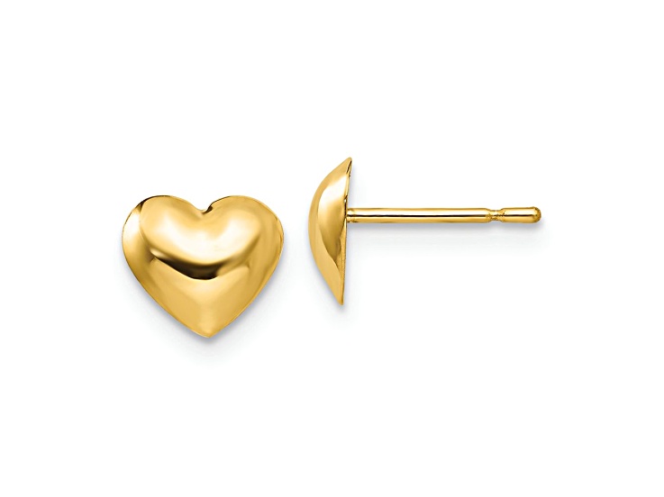 14k Yellow Gold Children's 7mm Heart Stud Earrings