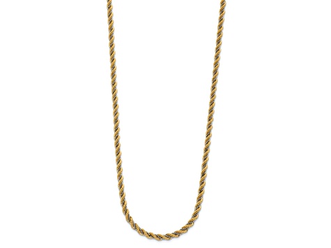 14k Yellow Gold and 14k White Gold Polished and Textured Rope Link 18 Inch Necklace