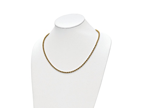 14k Yellow Gold and 14k White Gold Polished and Textured Rope Link 18 Inch Necklace