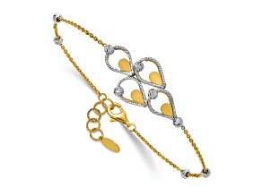 14K Two-tone Gold Polished and Diamond-Cut Fancy Bracelet