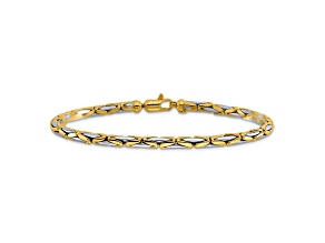 14K Two-tone Gold Polished 3.4mm Fancy Link Bracelet
