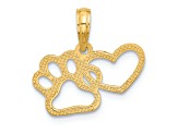 14K Yellow Gold Polished Fancy Heart and Paw Charm