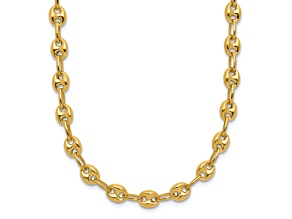 14k Yellow Gold Polished Puffed Mariner Link 18 Inch Necklace