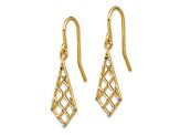14k Yellow Gold and Rhodium Over 14k Yellow Gold Diamond-Cut Small Criss-Cross Wire Earrings