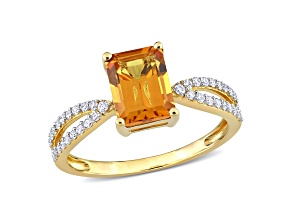 Madeira Citrine and Diamond 14K Yellow Gold Ring 1.7ctw