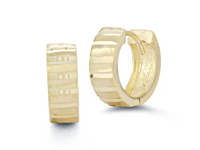 Bellissima Gold 14K Yellow Gold Diamond Cut Huggie Hoop Earrings