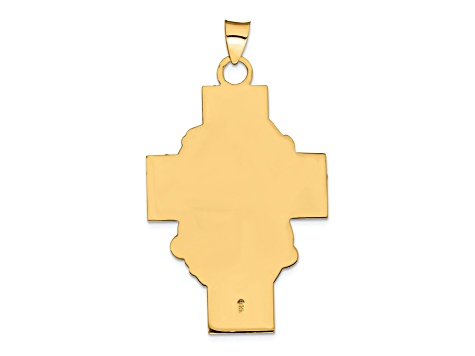14k Yellow Gold Polished and Satin Jesus Cross Medal Pendant