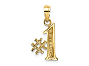 14k Yellow Gold Textured #1 pendant