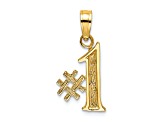 14k Yellow Gold Textured #1 pendant