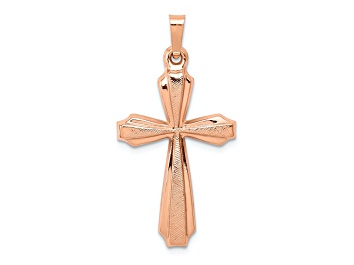 Picture of 14k Rose Gold Textured and Polished Passion Cross Pendant