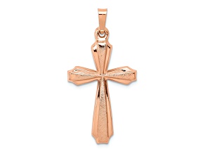 14k Rose Gold Textured and Polished Passion Cross Pendant