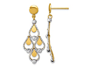 14K Two-tone Gold Polished and Diamond-Cut Chandelier Dangle Earrings