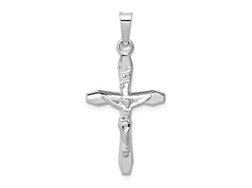 Picture of Rhodium Over 14K White Gold Polished INRI Crucifix Pendant