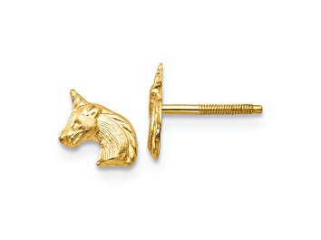 Picture of 14K Yellow Gold Unicorn Post Earrings