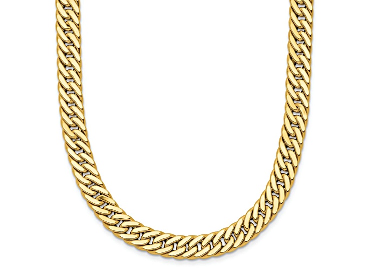 14k Yellow Gold Polished and Satin 5.94mm Reversible Fancy Curb 18 Inch Chain