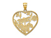 14k Yellow Gold Enamel Dragonfly and Flower in Heart Charm