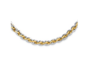 14k Yellow Gold and 14k White Gold 5.5mm Solid Polished Fancy 18 Inch Chain
