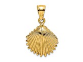 14k Yellow Gold Textured Scallop Shell Charm