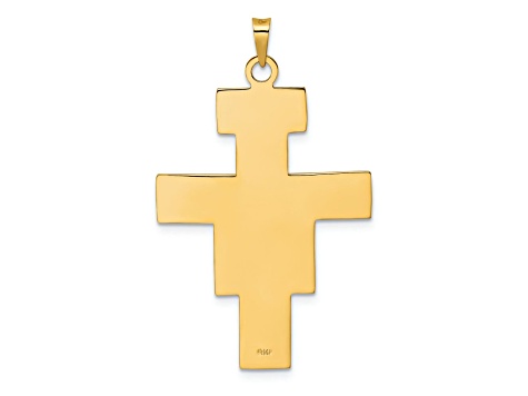 14k Yellow Gold and 14k White Gold Solid Polished Fancy Cross Pendant