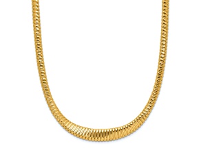 14k Yellow Gold Polished 3.83mm Ridged Graduated Link 18 Inch Chain