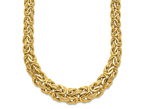 14K Yellow Gold Fancy Graduated 7-12mm Flat Byzantine Necklace