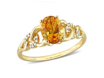 Picture of Citrine and Diamond 10K Yellow Gold Link Ring 1.16ctw