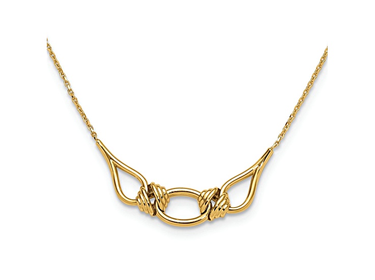 14k Yellow Gold Polished Rolo Link Fancy 17 Inch Necklace